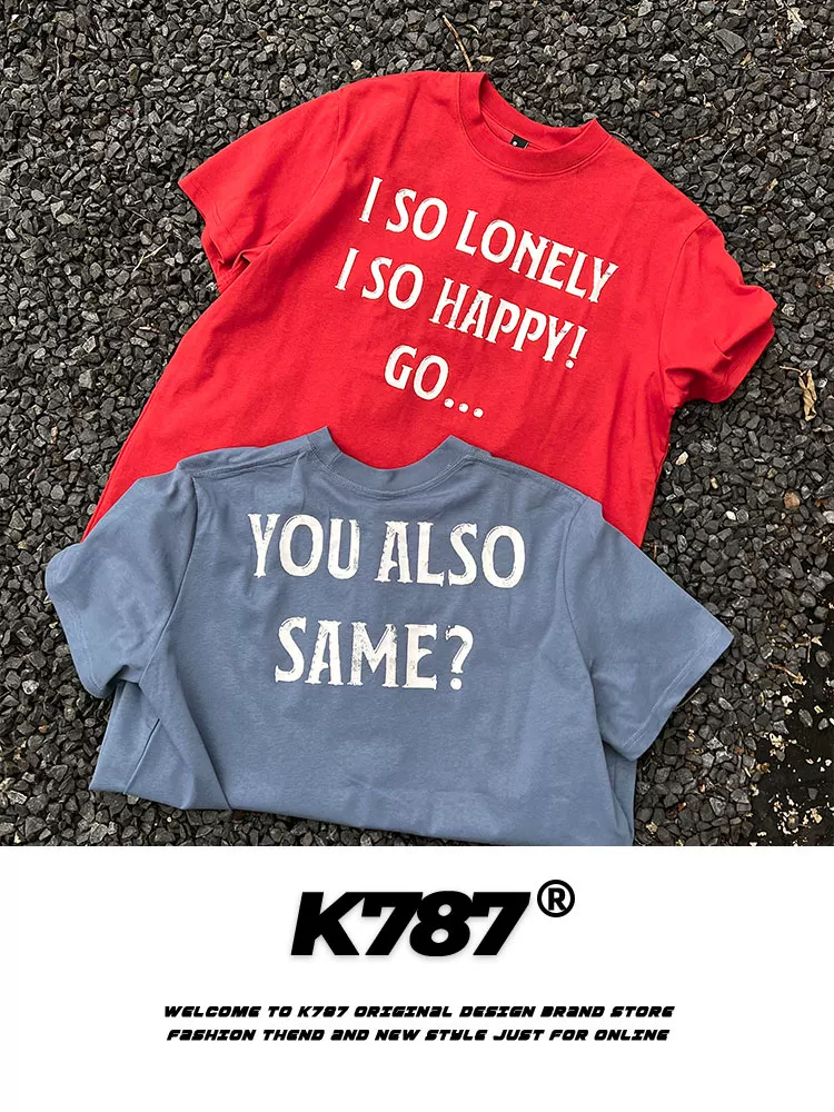 K787 Áo thun ngắn tay kiểu dáng cổ điển kiểu Mỹ cleanfit unisex đường phố giản dị đa năng áo thun ngắn tay vừa vặn