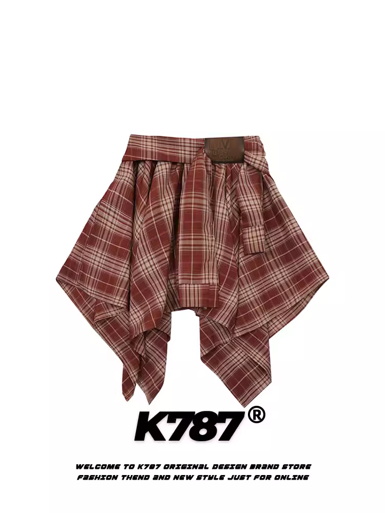 Váy ngắn xếp tầng dáng chữ A cao eo chống lộ, chất liệu vải ca rô, kiểu dáng thể thao năng động K787 dành cho nữ