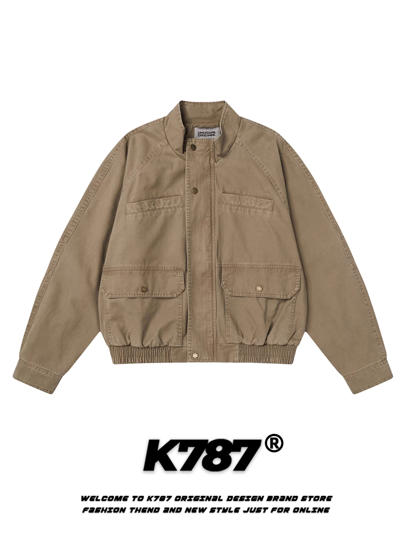 Áo khoác công sở kiểu cổ điển K787 của Mỹ, kiểu dáng cổ điển, dành cho nam và nữ, dáng rộng, giản dị, áo khoác ngắn