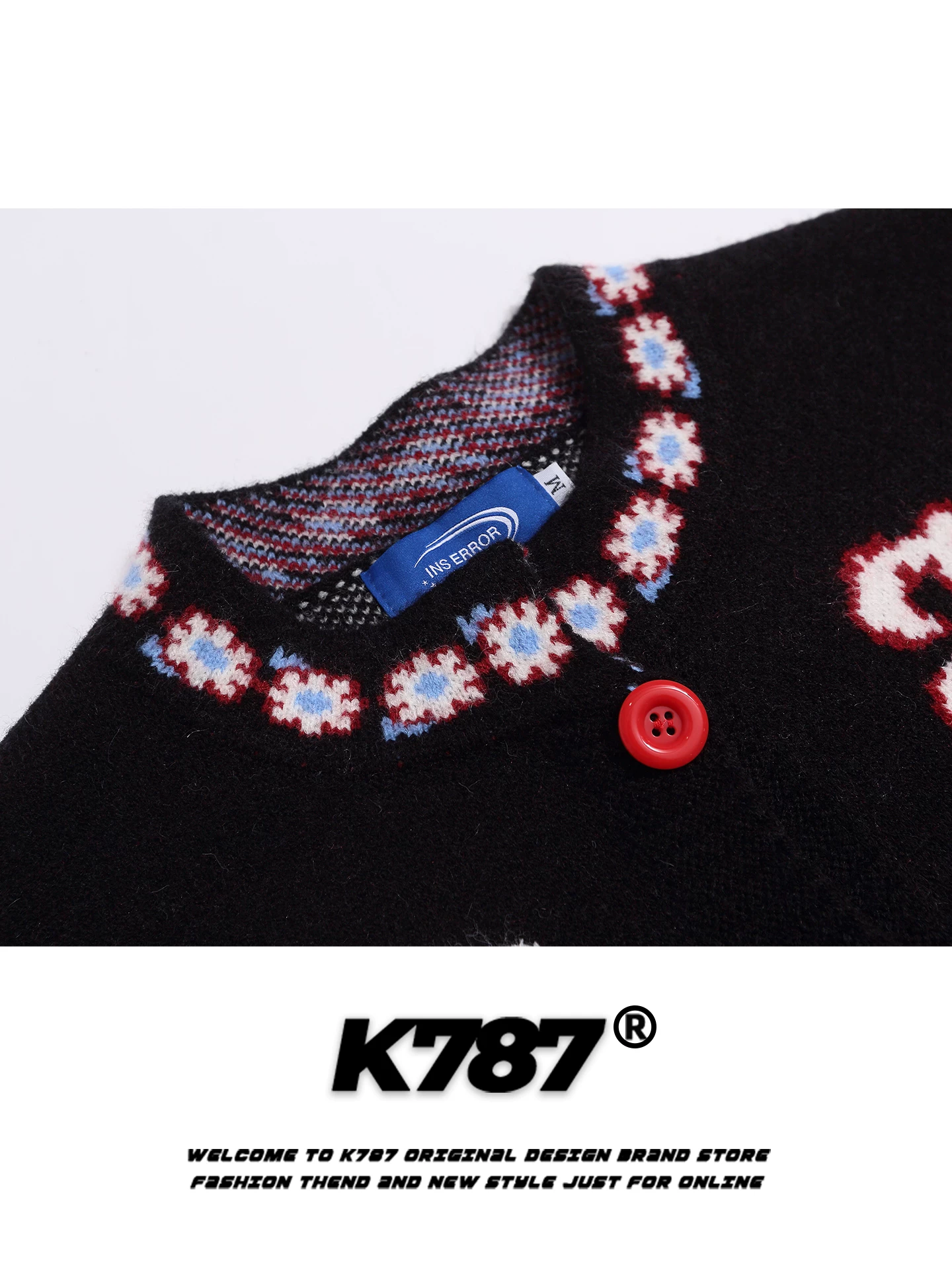 Áo len cardigan cổ tròn kiểu Mỹ cổ điển K787 dành cho nam và nữ, kiểu dáng rộng rãi, thoải mái, phong cách lười biếng, chất liệu len ấm áp