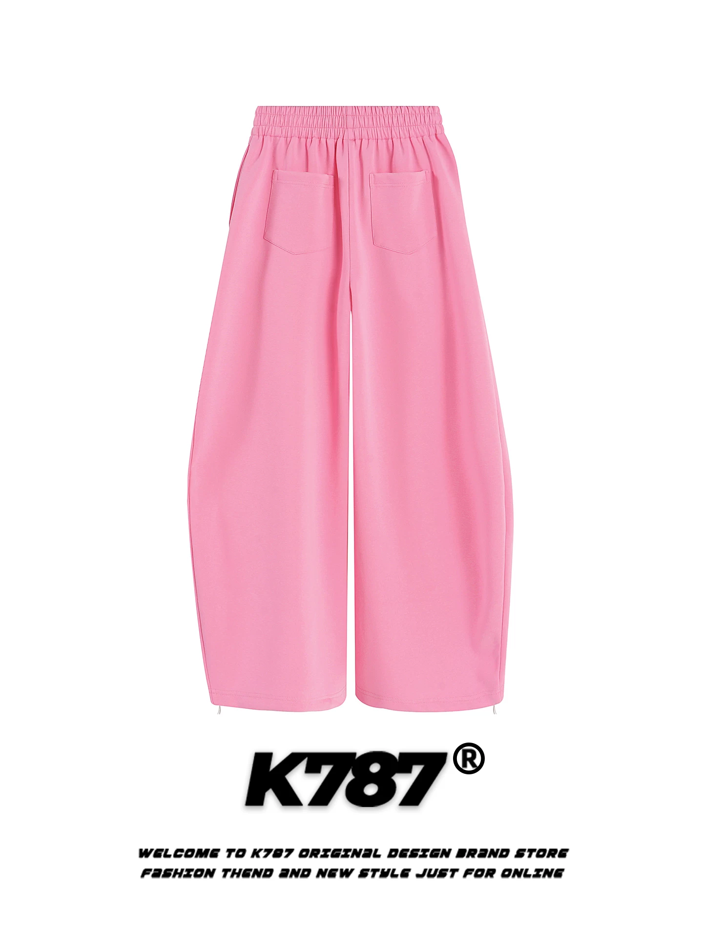 Quần thể thao unisex K787 kiểu Mỹ cổ điển, in chữ, chất liệu mềm mại, cạp cao, dài chấm đất, ống rộng, kiểu dáng quần lửng.