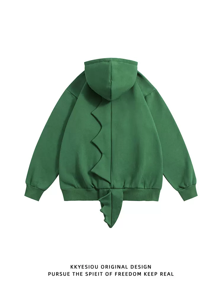 Áo hoodie cặp đôi trang trí đuôi khủng long nhỏ dễ thương KKyesiou dành cho nam và nữ, thiết kế mùa xuân mới