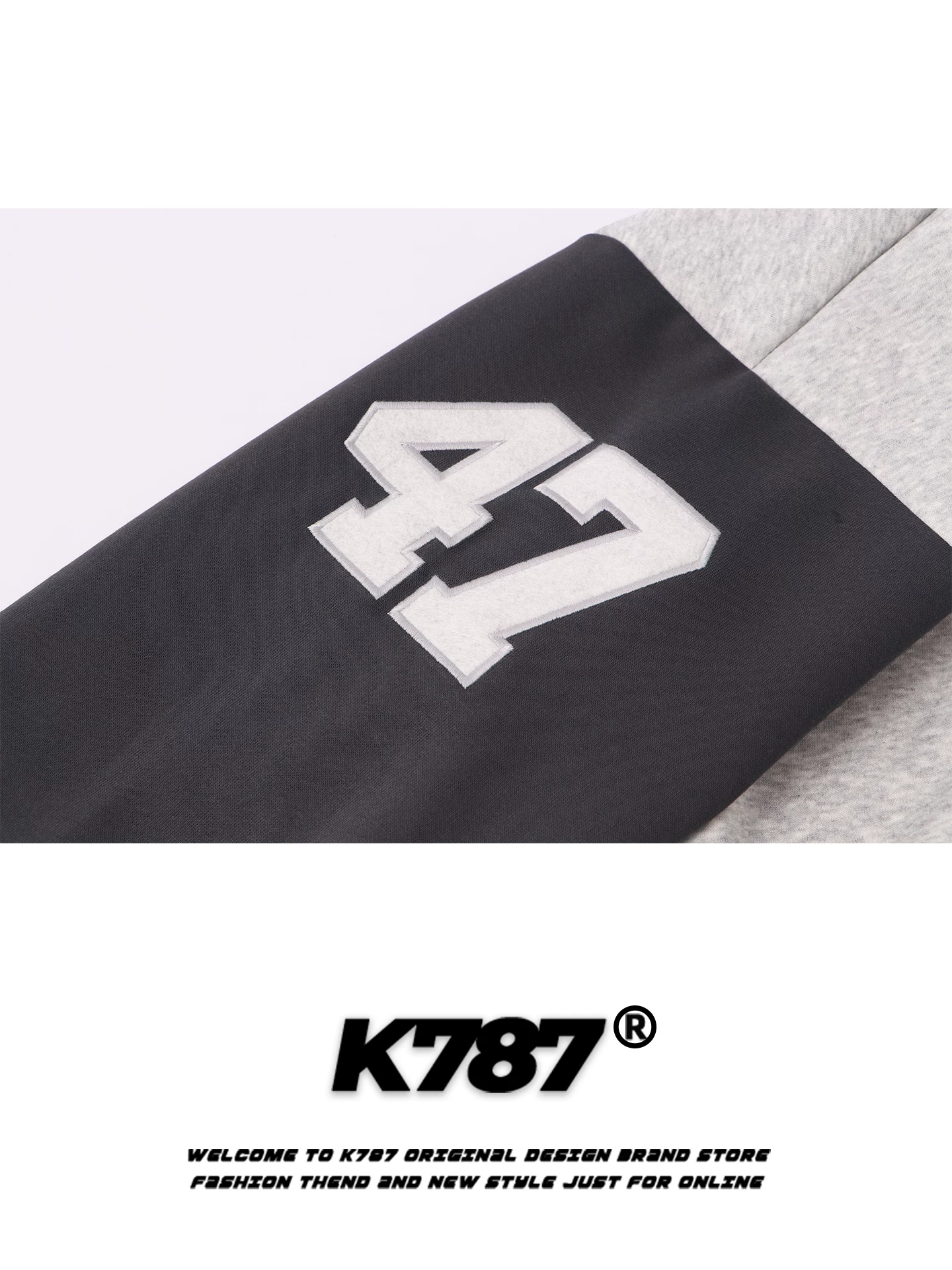 Áo hoodie thêu chữ phong cách đường phố Mỹ K787 dành cho nam và nữ, áo khoác hoodie ngắn phối màu, dáng rộng, phong cách thường ngày