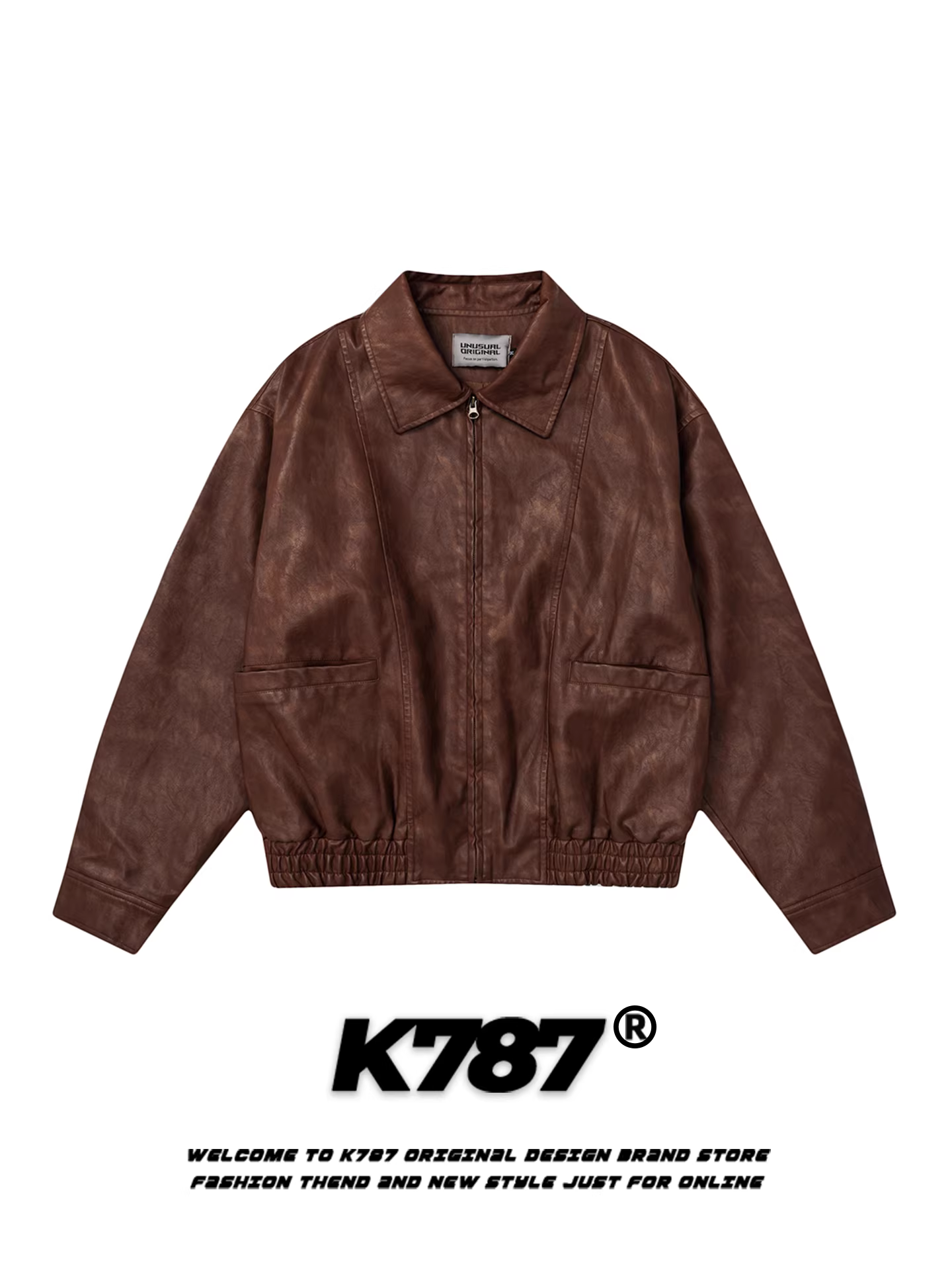 Áo khoác da PU phong cách retro Mỹ K787 dành cho nam và nữ, thương hiệu thời thượng, áo khoác ngắn kiểu dáng rộng rãi, thoải mái, thích hợp làm trang phục cặp đôi đi làm.