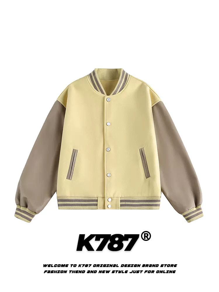 K787 Áo khoác bóng chày sọc phong cách đường phố Mỹ unisex phong cách đại học Y2K áo khoác cặp đôi đa năng