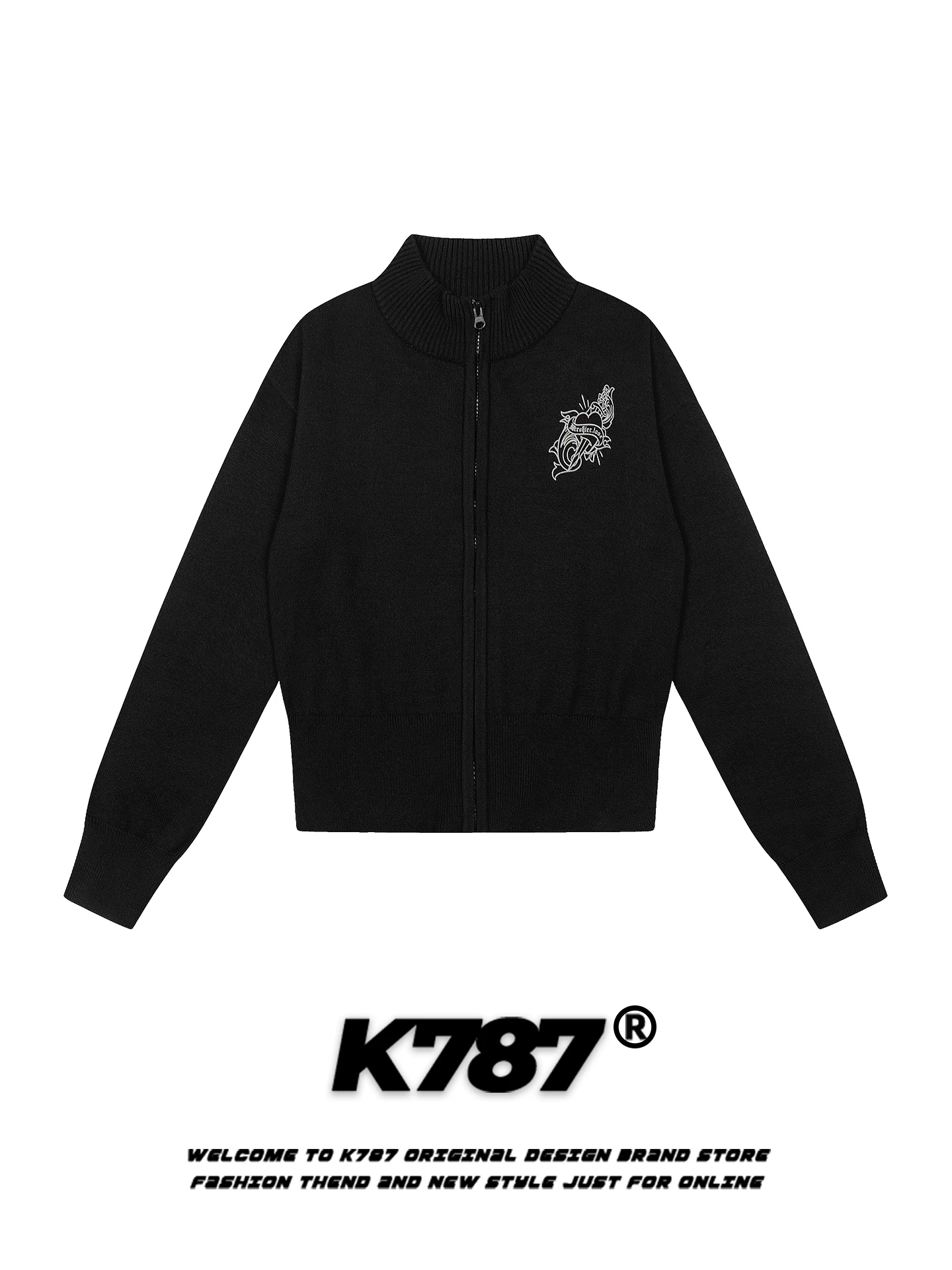 Áo cardigan dệt kim kiểu Mỹ cổ điển K787 có in chữ ở phía sau, kiểu dáng ôm body, áo len ngắn mặc thường ngày đi làm dành cho nữ