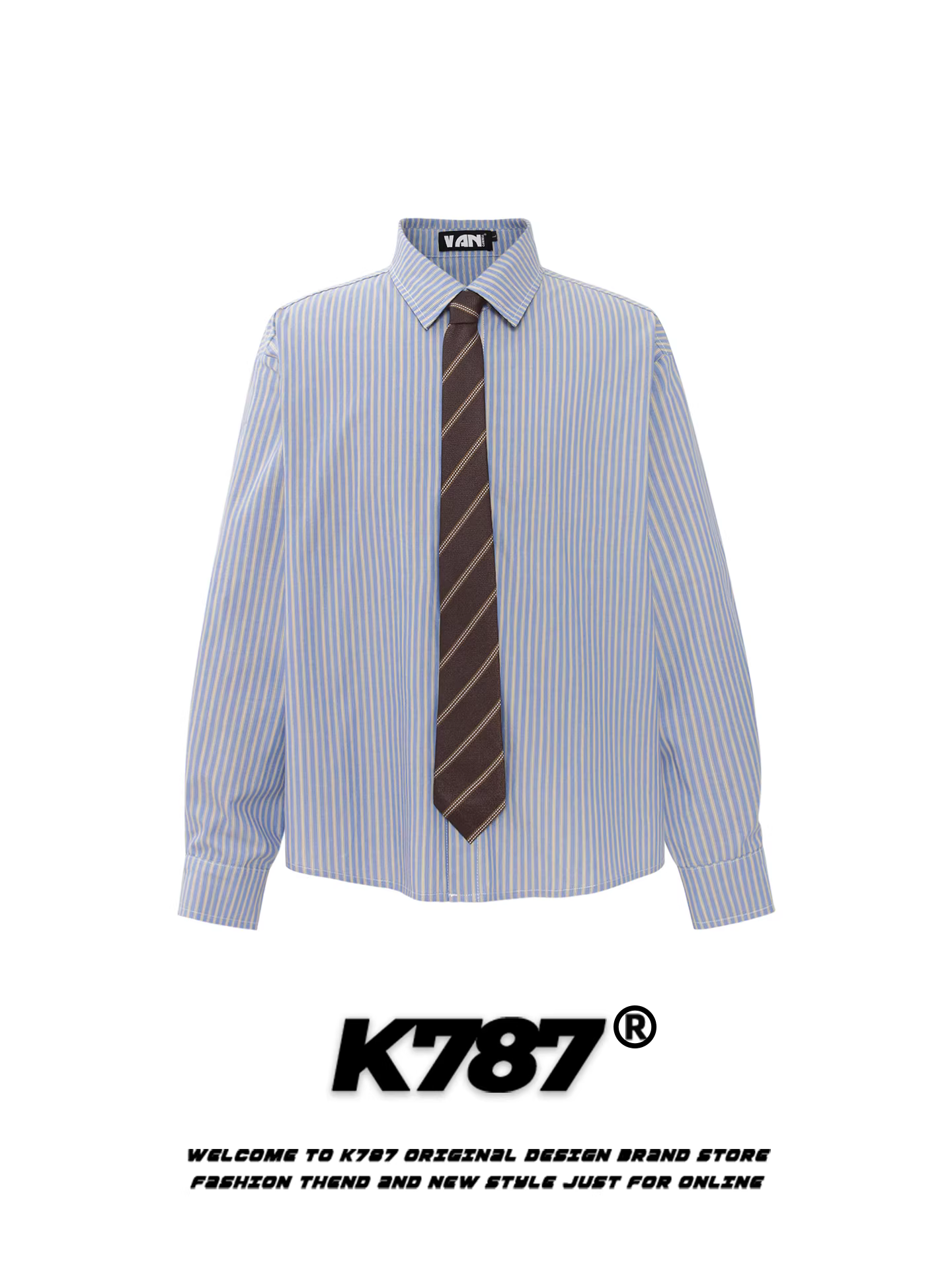 K787 Áo sơ mi dài tay sọc giản dị kiểu Mỹ dành cho nam và nữ, áo sơ mi cặp đôi đơn giản, giản dị, kiểu dáng gọn gàng