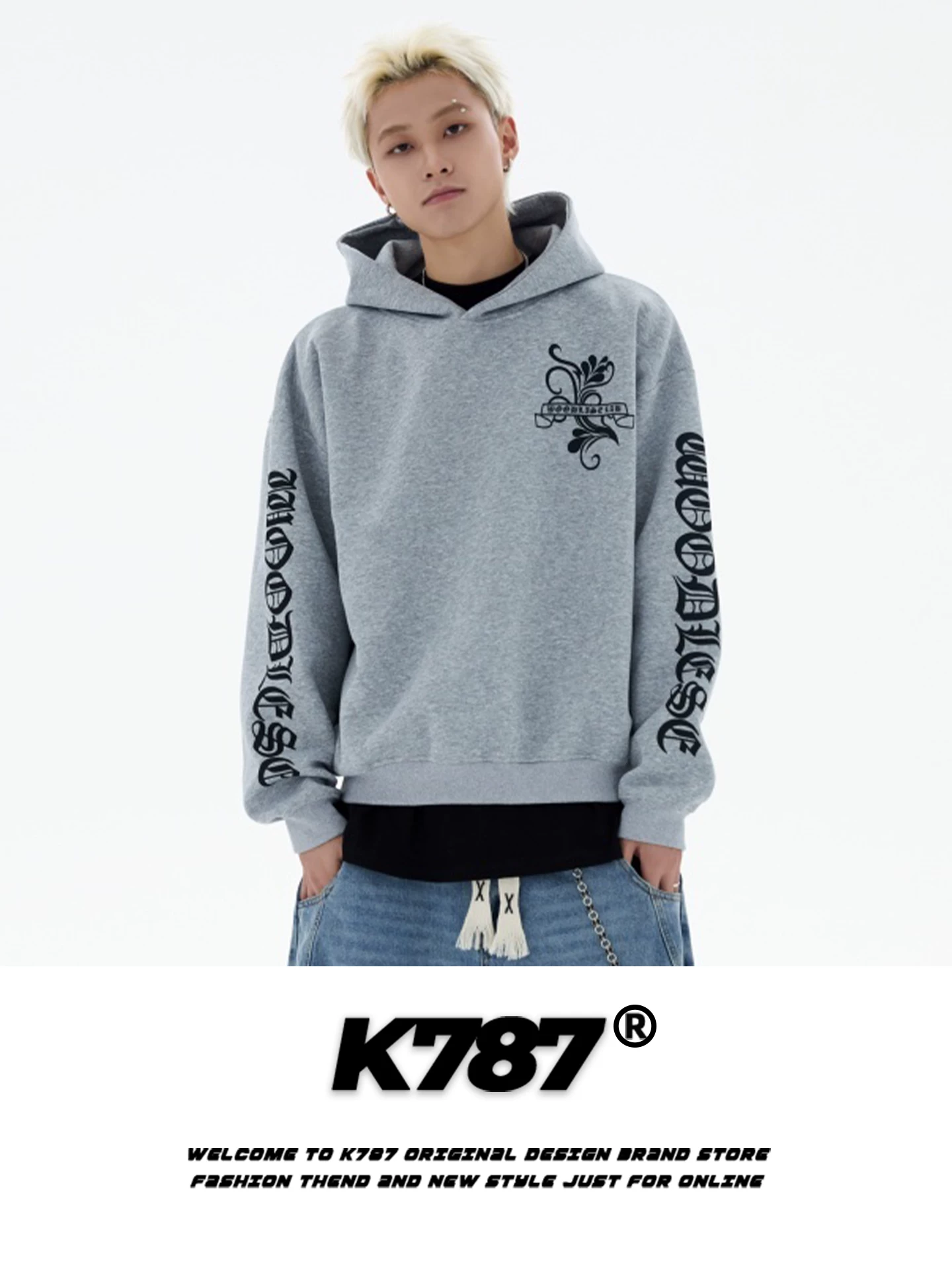 Áo hoodie in phong cách đường phố Gothic Mỹ K787, in chữ, dành cho nam và nữ, thời trang, cá tính, áo khoác cặp đôi hợp thời trang.