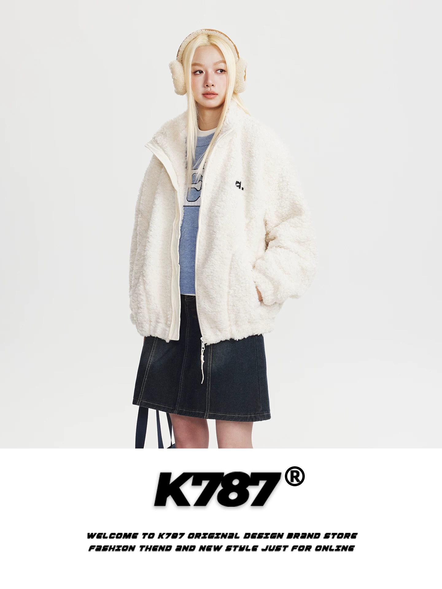Áo khoác cotton cổ đứng len cừu kiểu Mỹ cổ điển K787 dành cho nam và nữ, dáng rộng, dày dặn, ấm áp, lông mềm, áo khoác cotton mùa đông dành cho cặp đôi.