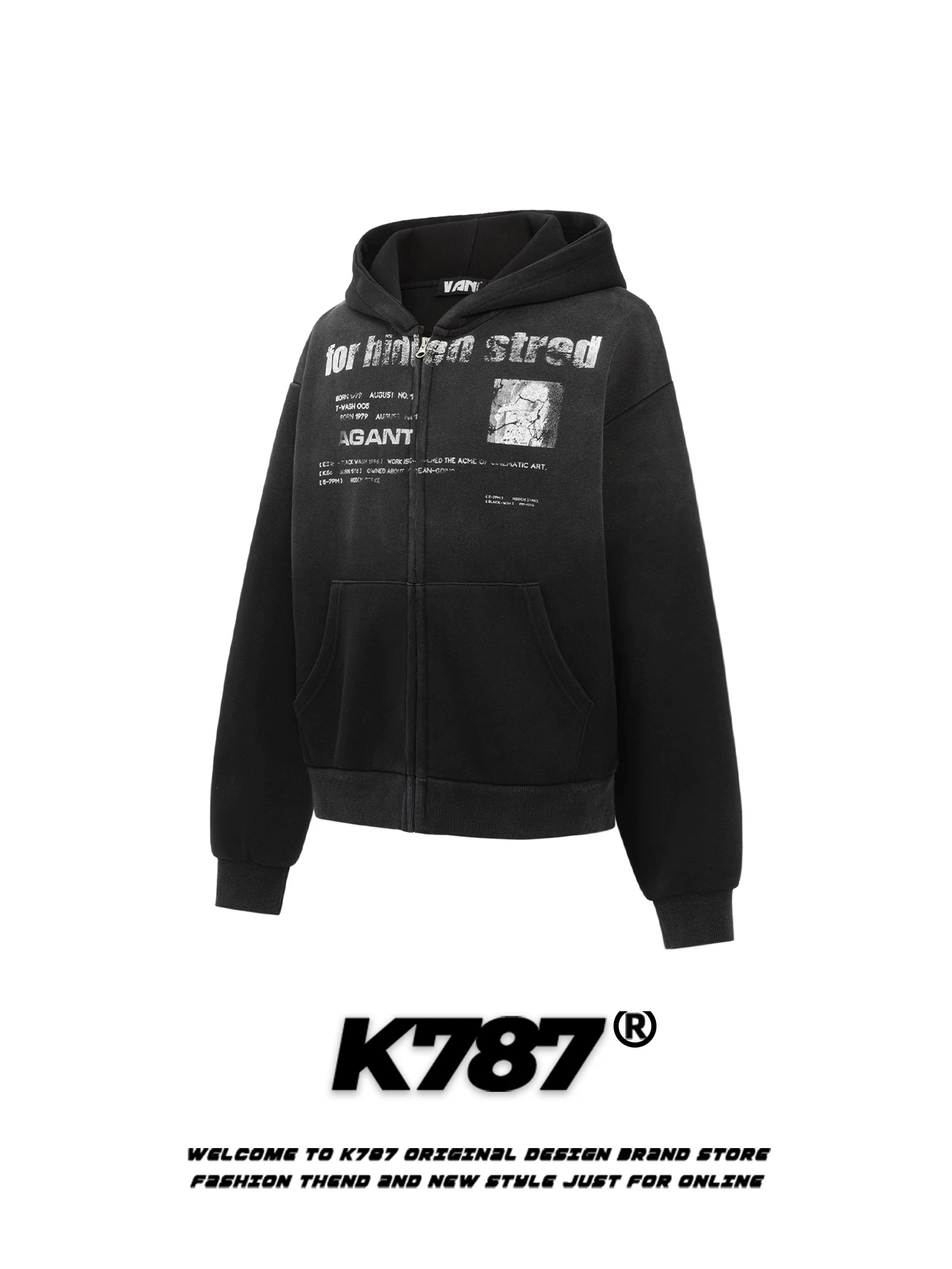 Áo khoác cardigan có mũ trùm đầu in chữ kiểu Mỹ cổ điển, phong cách retro, unisex, rộng rãi, hợp thời trang, dành cho cặp đôi.