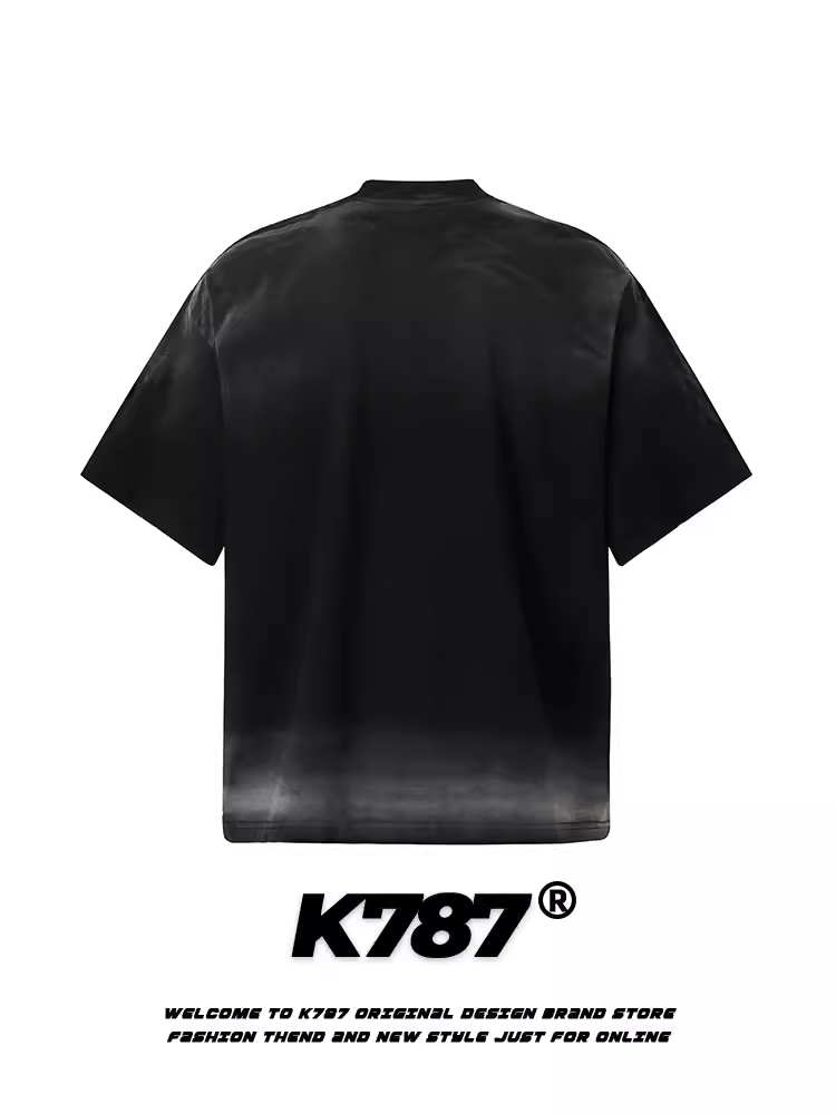 Áo thun ngắn tay chữ hip-hop cổ điển Mỹ K787 dành cho nam và nữ, áo nửa tay cỡ lớn phong cách đường phố được sơn phun kiểu ins dành cho cặp đôi
