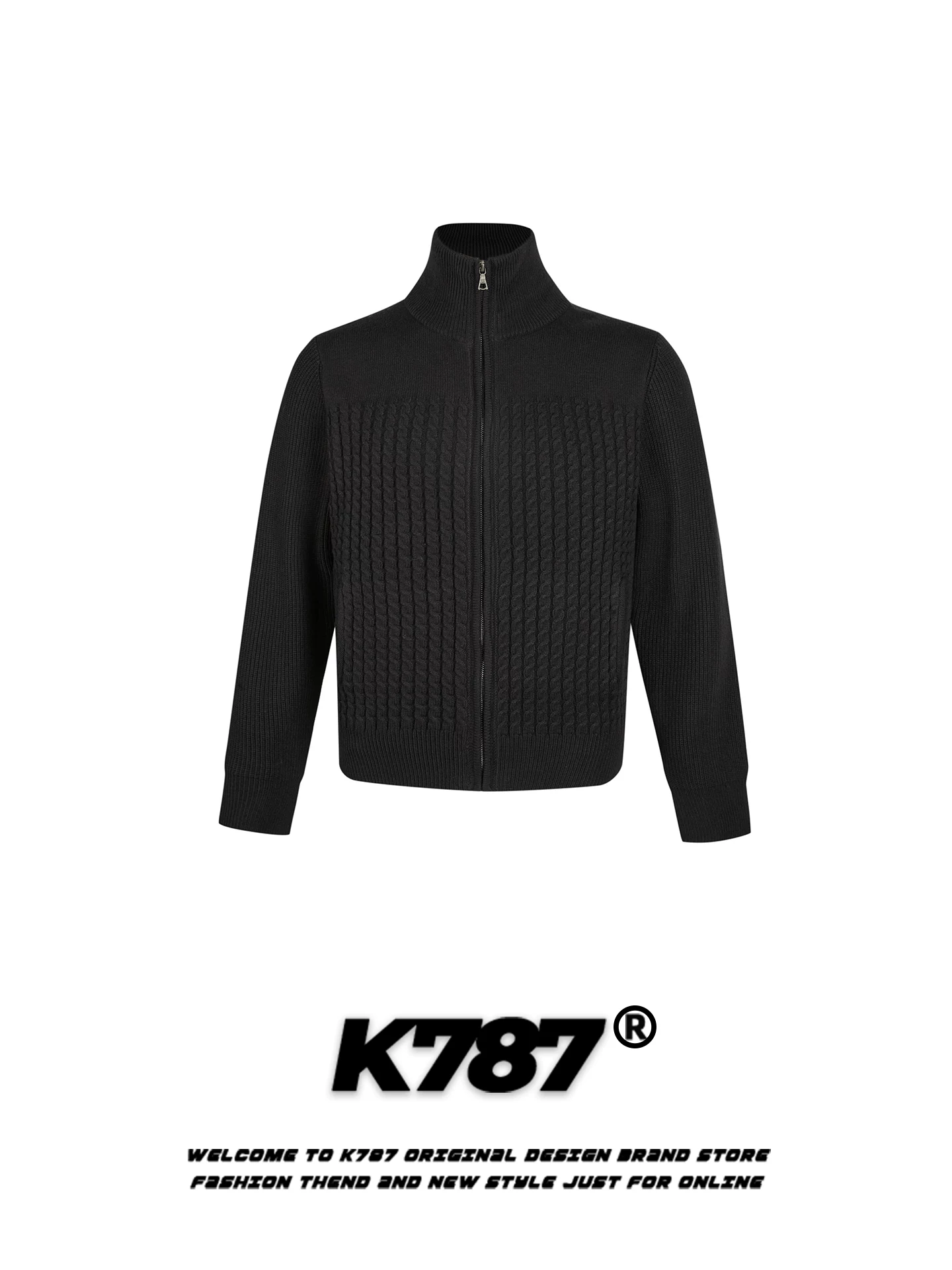 Áo len cardigan họa tiết xoắn cổ điển Mỹ K787 dành cho nam và nữ, kiểu dáng rộng rãi, thoải mái, phong cách lười biếng, chất liệu dệt kim ấm áp cho mùa đông.