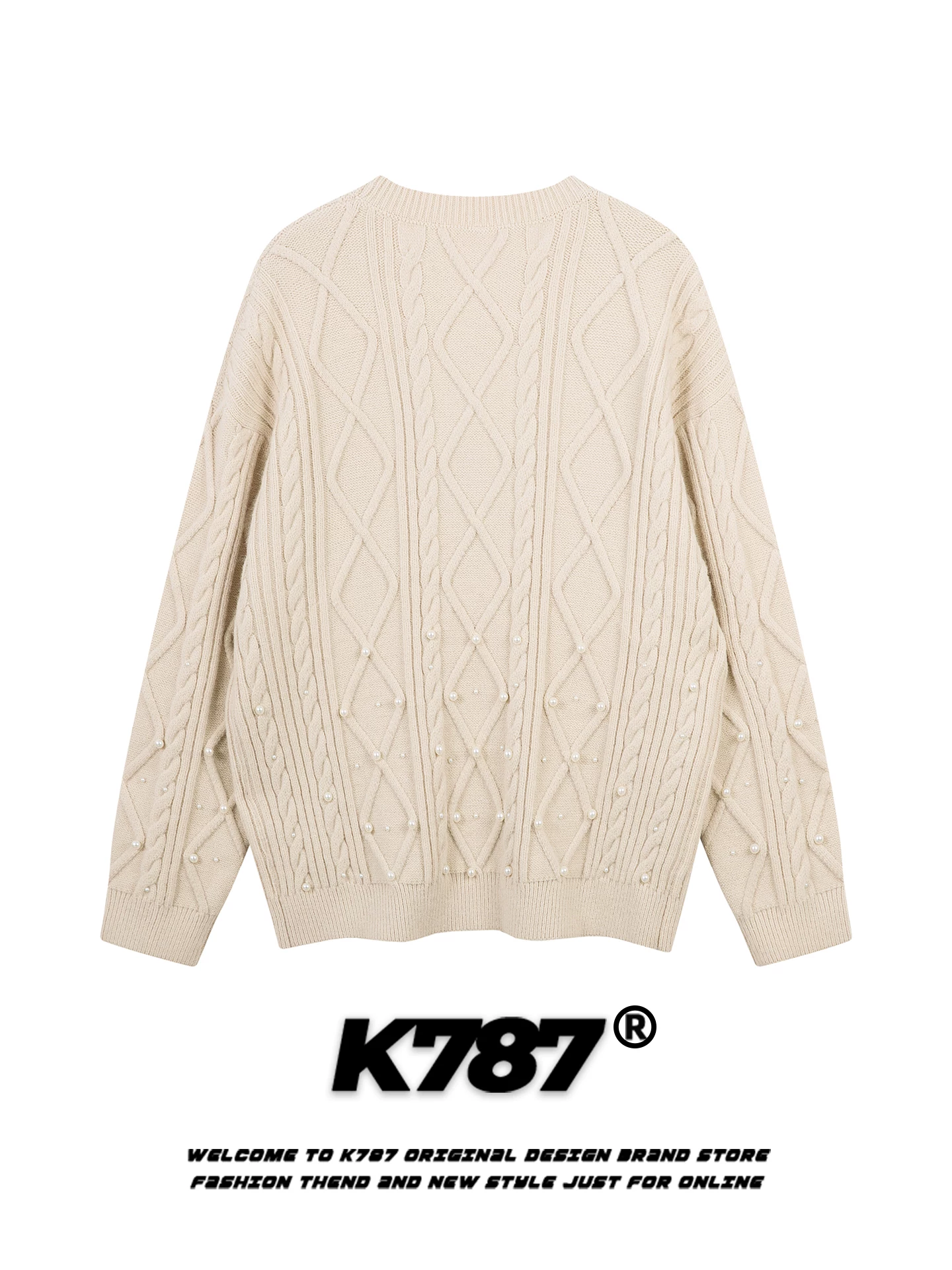 Áo cardigan dệt kim họa tiết kim cương cổ điển kiểu Mỹ K787 dành cho nam và nữ, áo len xếp lớp cổ chữ V, áo khoác rộng rãi dành cho cặp đôi mùa đông.