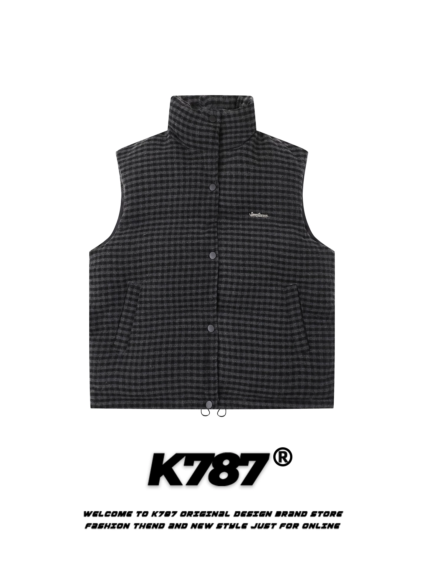 Áo khoác cotton dày cổ đứng kiểu Mỹ cổ điển K787 dành cho nam và nữ, áo khoác vest giữ ấm mùa đông cho cặp đôi.