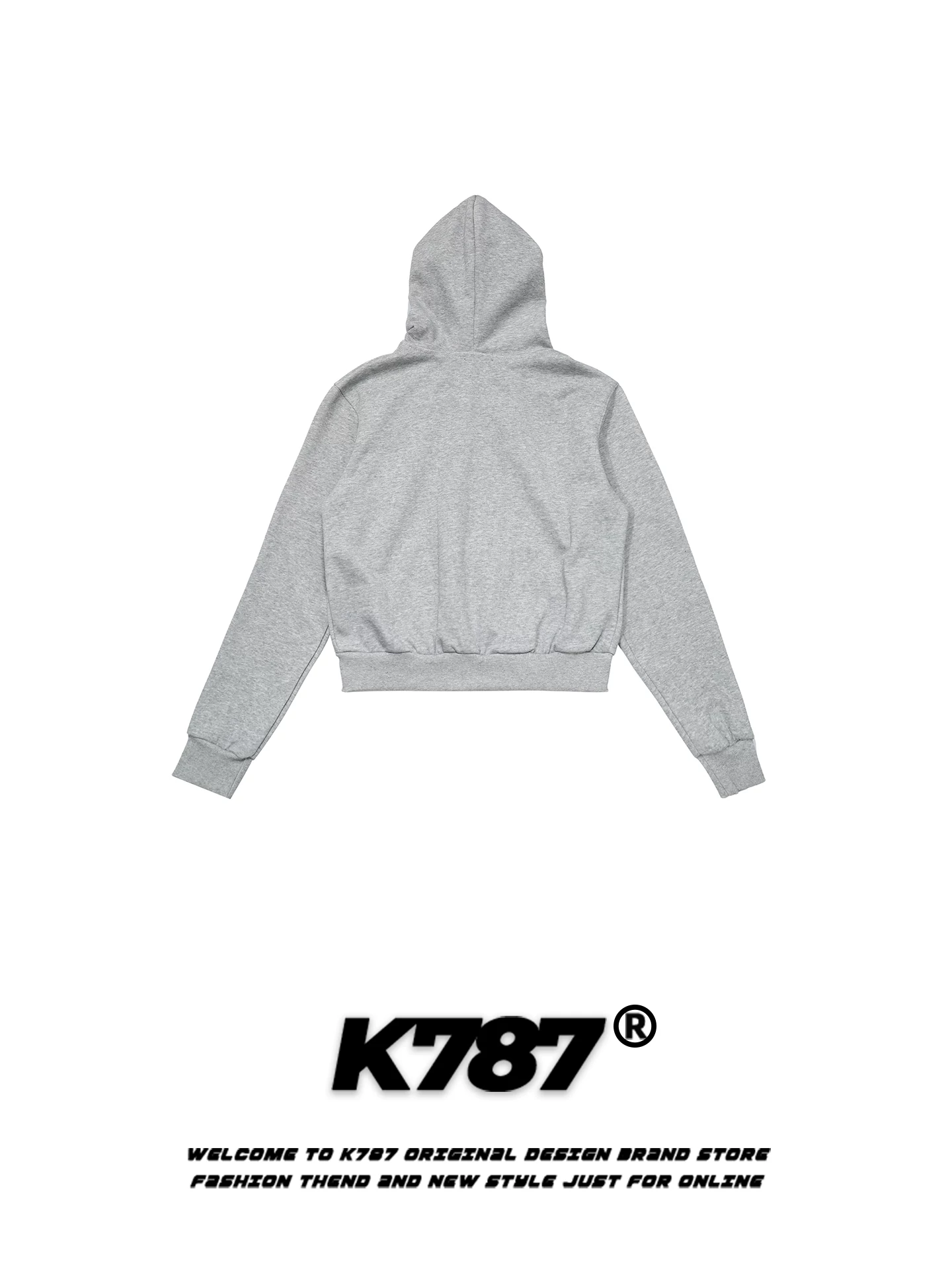 Áo khoác cardigan có mũ trùm đầu in họa tiết phong cách retro Mỹ K787 dành cho nữ, kiểu dáng ôm sát, phong cách đơn giản và thoải mái, áo khoác hoodie ngắn.