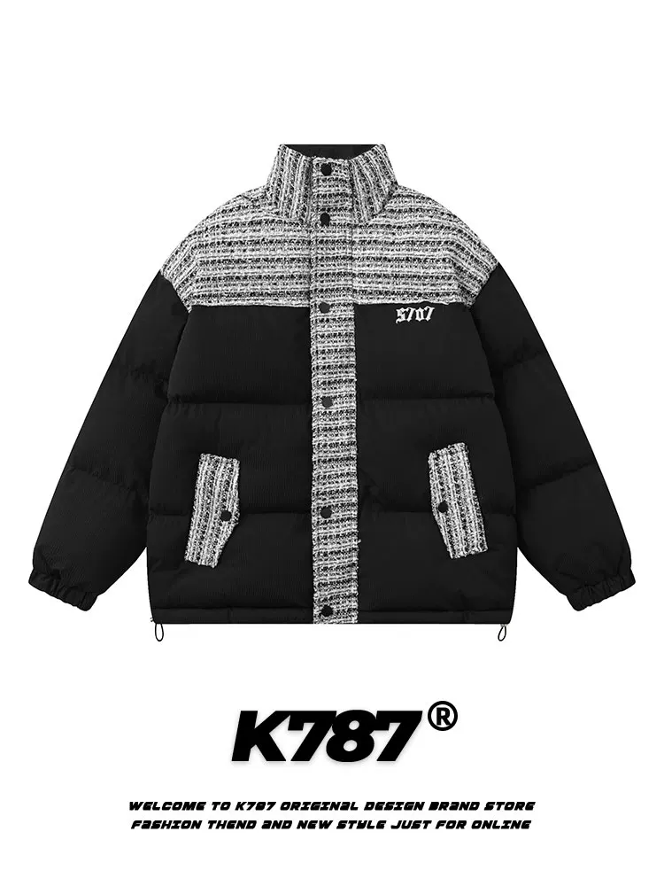 Áo khoác phao thêu kiểu Trung Hoa cổ điển Mỹ Feynman Island K787 dành cho nam và nữ, áo khoác cotton cặp đôi phong cách đại học mùa đông 2024.