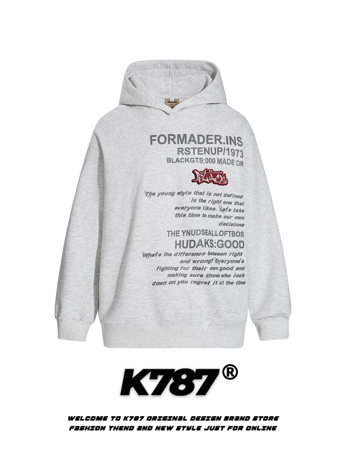 Áo hoodie in chữ cổ điển Mỹ K787 dành cho nam và nữ, phong cách đường phố giản dị, áo khoác hoodie cặp đôi theo xu hướng quốc gia