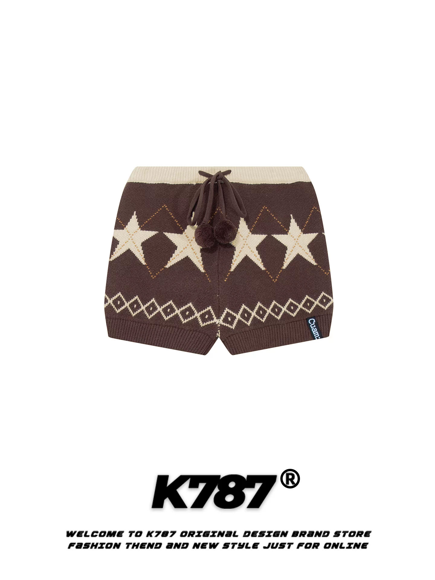 Quần short nữ K787 kiểu dáng nhẹ nhàng ngọt ngào, họa tiết sao, may chần bông, cạp cao, đính tua rua, ôm hông, trẻ trung, kiểu buộc dây thắt eo, quần ngắn bó sát.