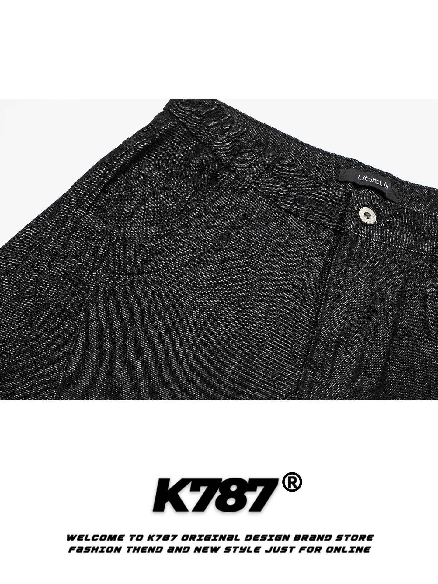 Quần ống rộng dáng chuối unisex K787 kiểu Mỹ cổ điển, màu trơn, chất liệu dày dặn, cạp cao, thiết kế phá cách, phối vải ghép.