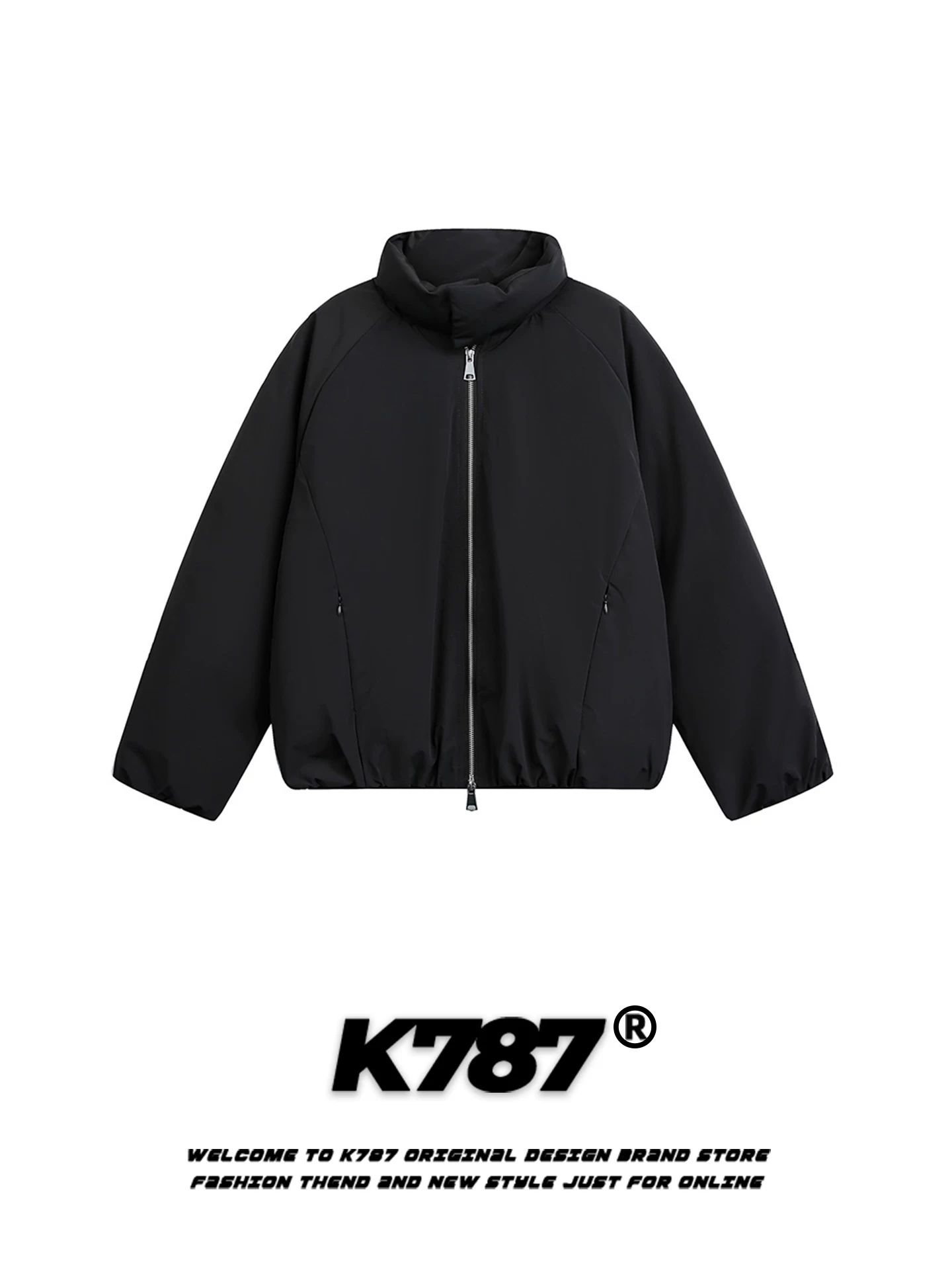 Áo khoác cotton dày cổ đứng màu trơn đơn giản kiểu Mỹ K787 dành cho nam và nữ, kiểu dáng gọn gàng, ấm áp, áo khoác cotton mùa đông dành cho cặp đôi