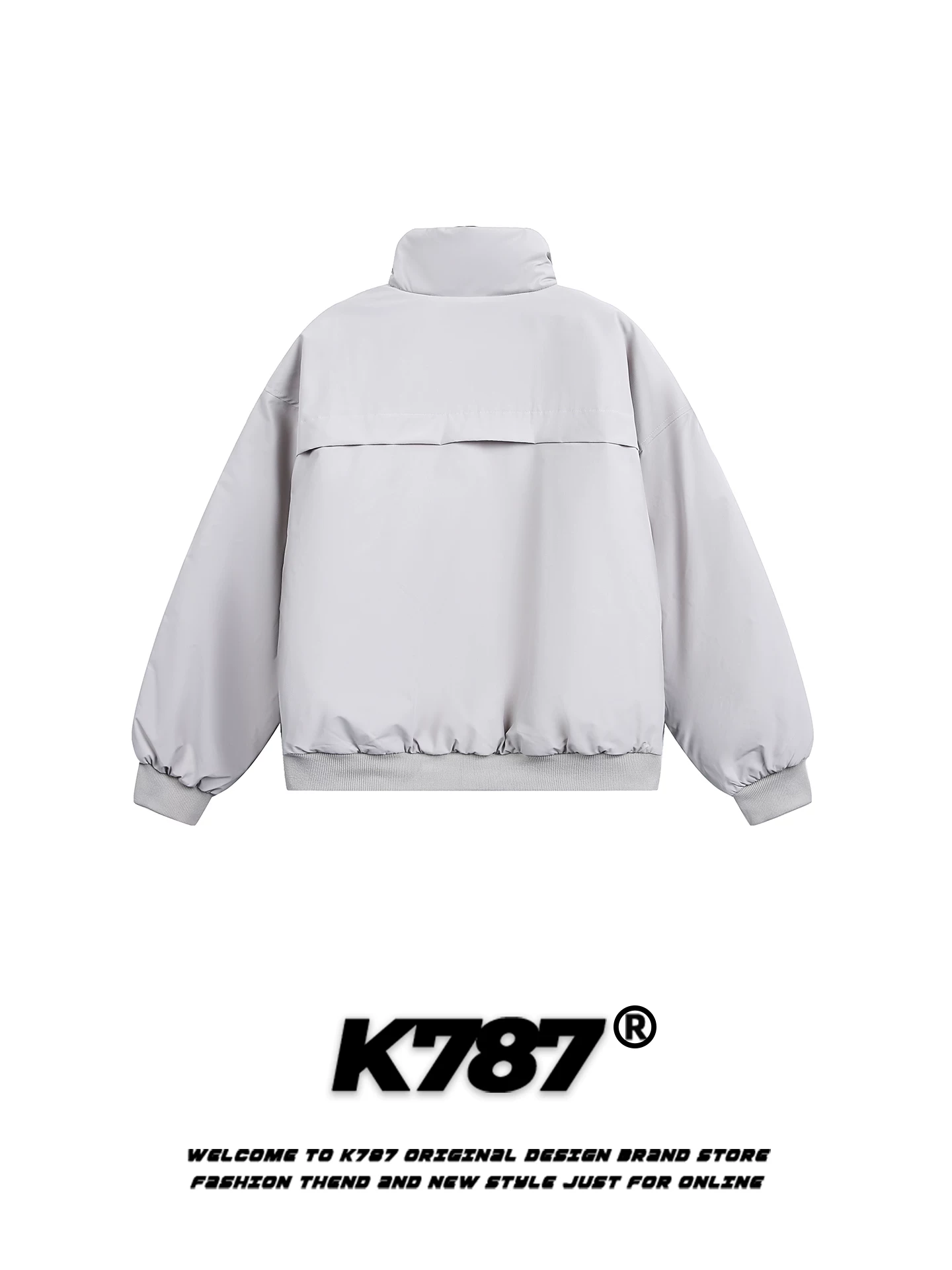 Áo khoác cotton unisex dáng rộng phong cách thể thao ấm áp mùa đông kiểu Mỹ K787, phối màu thời trang, cổ đứng, khóa kéo, dành cho cặp đôi