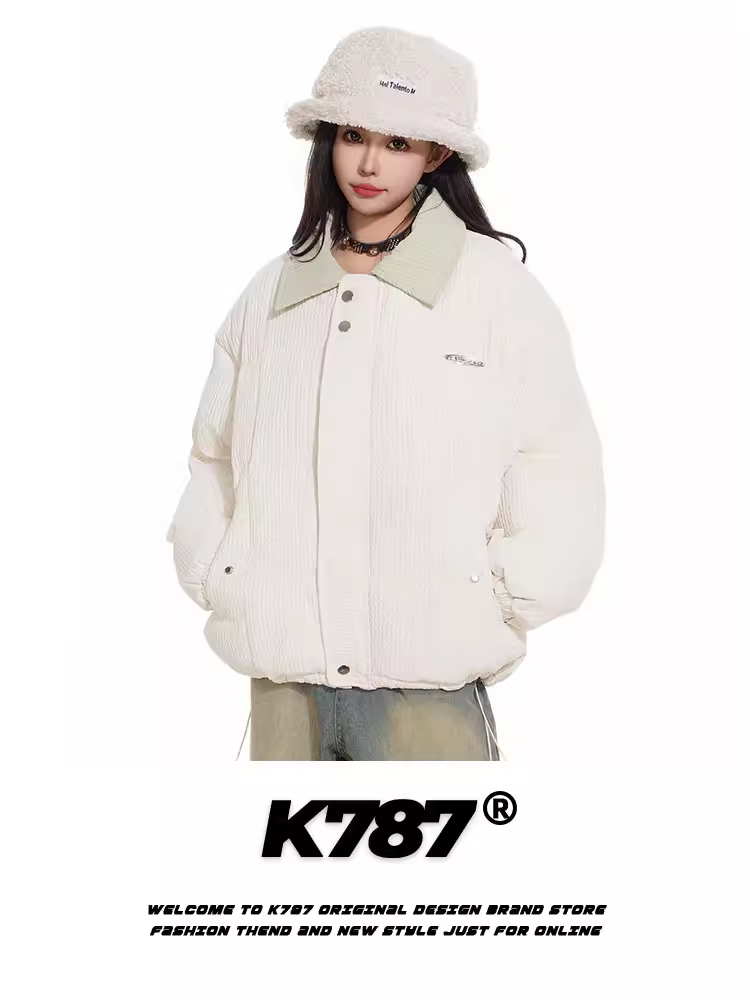 Áo khoác cotton cổ điển kiểu Trung Quốc K787 dành cho nam và nữ, áo khoác cotton sọc phong cách đại học đa năng mùa đông dành cho cặp đôi