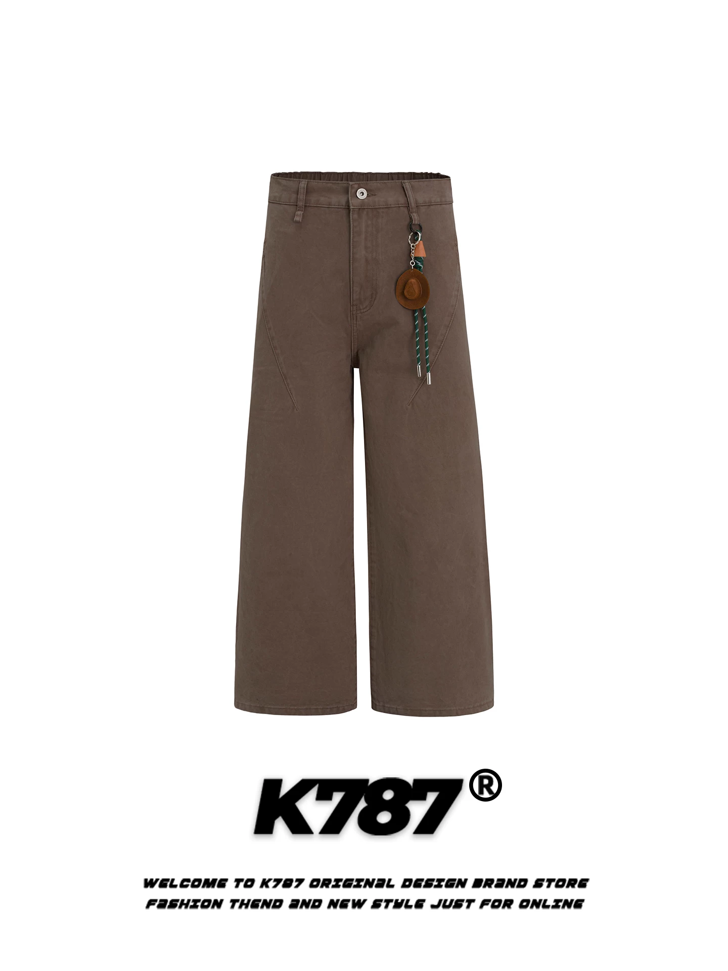 K787 Quần âu màu trơn phong cách retro Mỹ dành cho nam và nữ, dáng rộng, tôn dáng, thương hiệu thời thượng, lưng cao, quần dài ống rộng ống thẳng