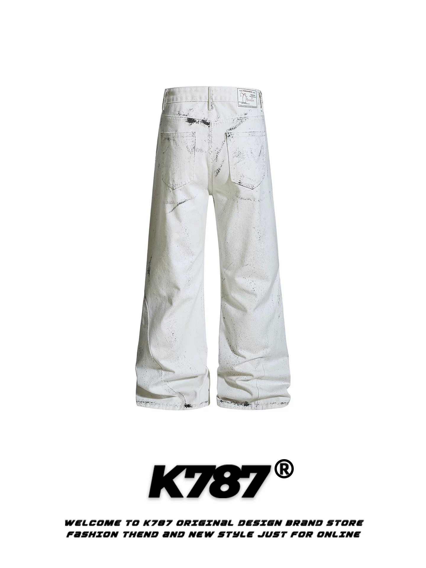 Quần âu kiểu Mỹ K787, thiết kế retro, nhuộm màu cũ kỹ, phong cách casual dành cho nam và nữ, dáng rộng, thời thượng, cạp cao, ống thẳng, tôn dáng, dài chấm đất, ống rộng.