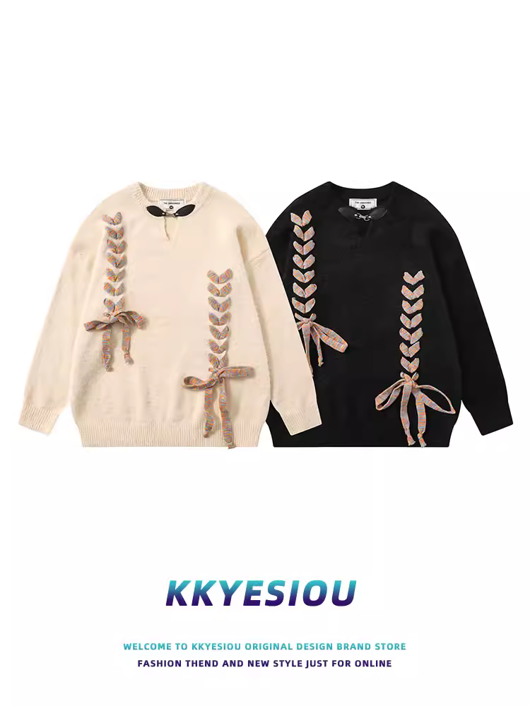 Áo len KKyesiou kiểu retro Mỹ dành cho nam và nữ, phong cách preppy, thiết kế đa năng, áo len cặp đôi