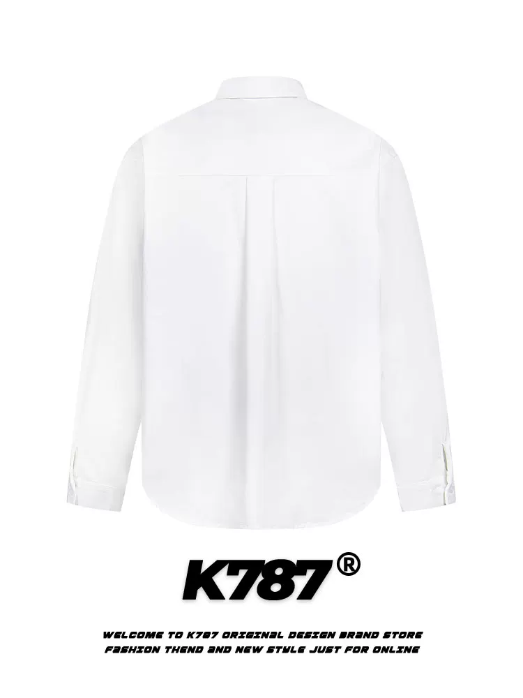 K787 Áo sơ mi dài tay họa tiết graffiti cổ điển kiểu Mỹ dành cho nam và nữ, áo cặp đa năng phong cách đại học vui nhộn