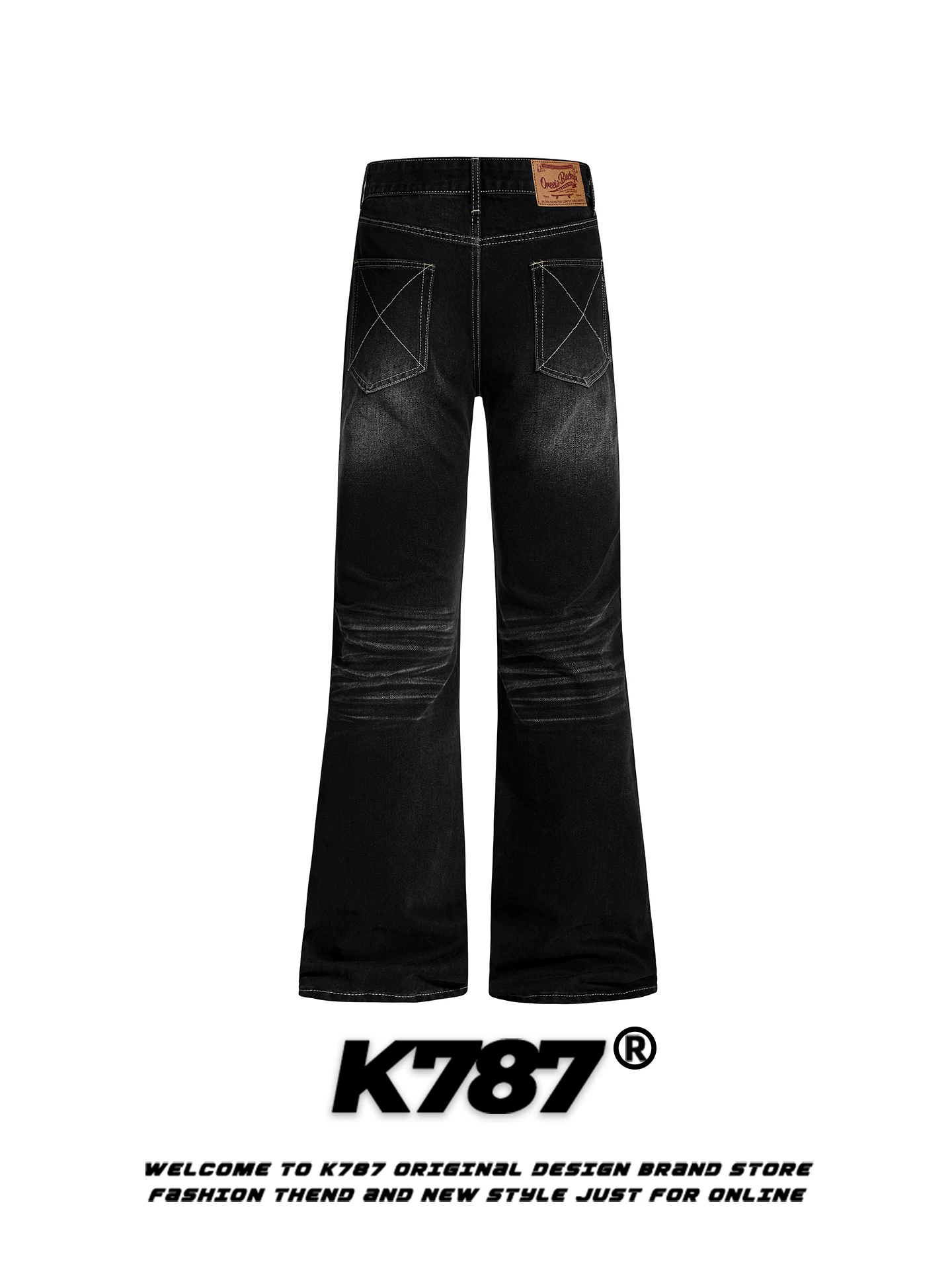 Quần jeans K787 kiểu Mỹ cổ điển, xước mài, dáng loe, dành cho nam và nữ, quần ống rộng xu hướng thời trang, cạp cao, tôn dáng.