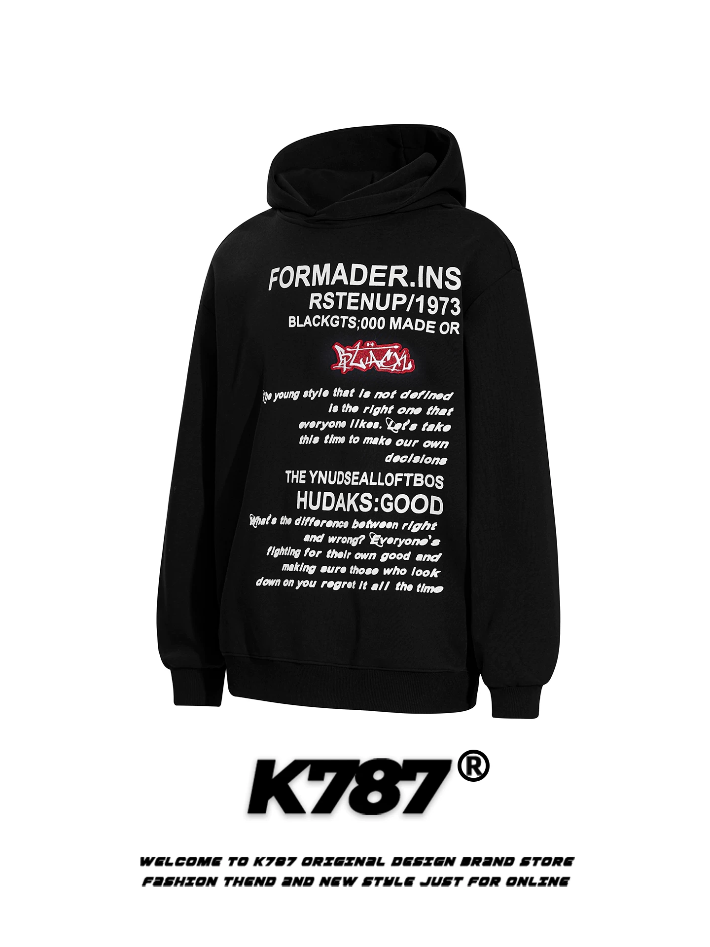Áo hoodie in chữ cổ điển Mỹ K787 dành cho nam và nữ, phong cách đường phố giản dị, áo khoác hoodie cặp đôi theo xu hướng quốc gia