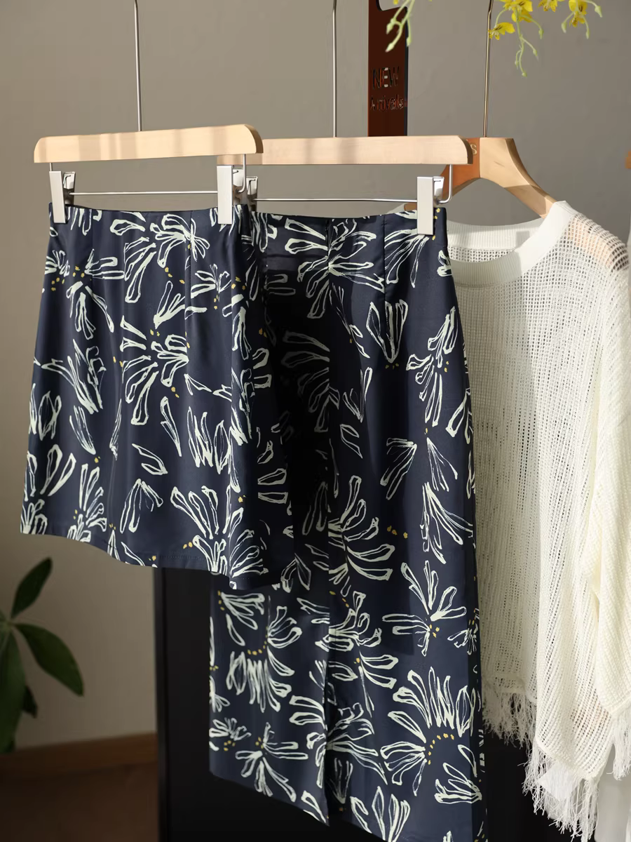 Váy in hoa hương thảo, váy hoa mỏng và tôn dáng, váy ngắn chữ A lưng cao dài vừa phải dành cho nữ, mới cho mùa hè