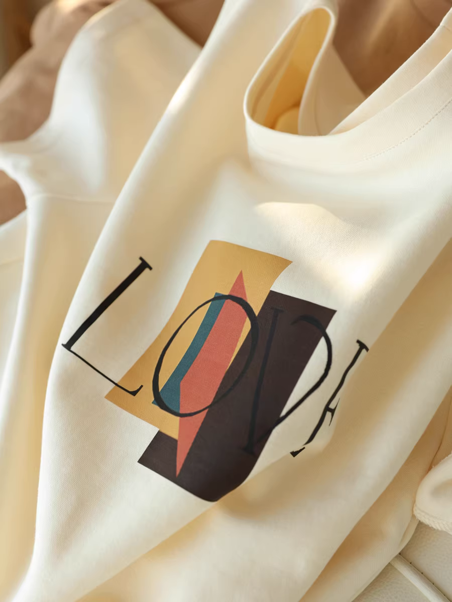 Áo thun cotton in chữ giản dị và thời trang dành cho nữ, dáng rộng và thon gọn, áo ngắn tay cổ tròn, phong cách xuân hè mới