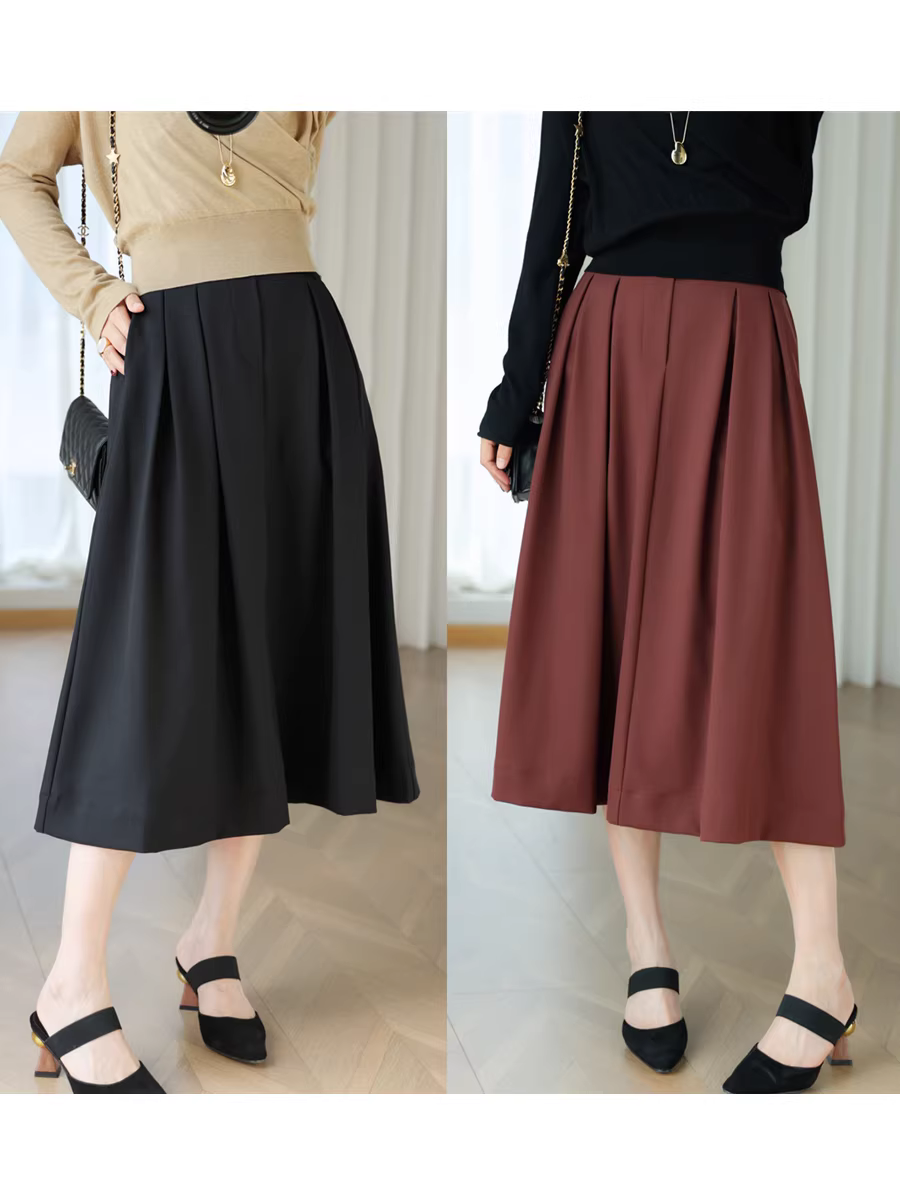 Phong cách tinh tế và quý phái, vừa thông minh vừa xinh đẹp! Váy dài ngang đùi, chất liệu vải lanh thoáng khí, cạp cao, che hông, tôn dáng, dành cho nữ, mẫu mới mùa thu.