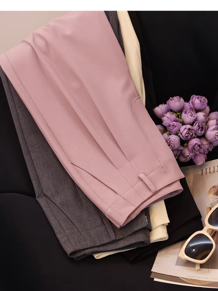 Phong cách nơi làm việc cao cấp ~ quần ống rộng dáng thẳng, cạp cao, suôn mềm, không nhăn, tôn dáng cho nữ, quần âu mỏng cho mùa xuân hè.