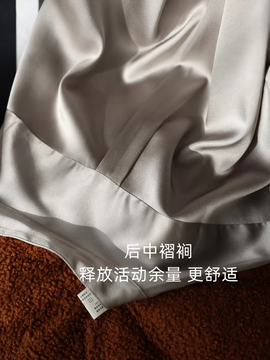 Áo sơ mi lụa nặng 19mm, chất liệu lụa tơ tằm bóng mượt cao cấp, kiểu cổ đứng, màu trơn, dành cho nữ mùa thu.