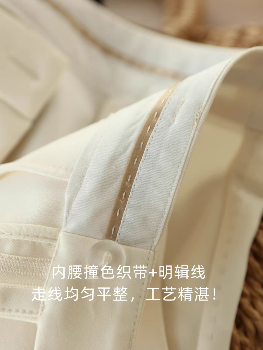 Quần short Bermuda cạp cao dáng chữ A đa năng, tôn dáng, phối đường may bên, màu trơn, dành cho nữ, mùa xuân hè.