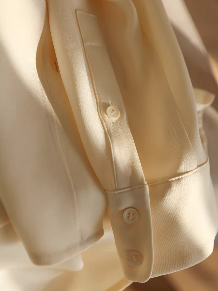 Sang trọng! Áo sơ mi lụa nặng 30mm, 100% lụa dâu tằm, mật độ cao, dày dặn, ve áo nhỏ, áo công sở dành cho nữ, mùa xuân.