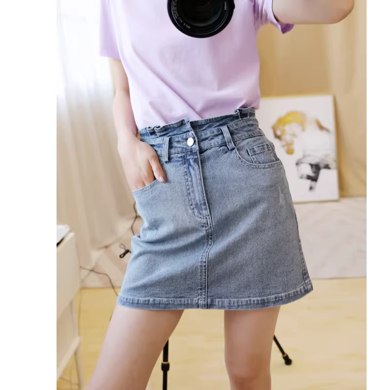 Màu sắc thật tuyệt vời! Chiếc váy chữ A đa năng giúp bạn trông trẻ trung hơn! Váy denim nữ, cạp cao, tôn dáng, váy ngắn cho nữ, size lớn.