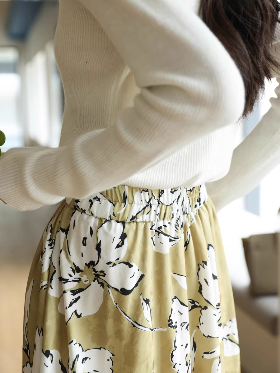 Váy chữ A che hông kiểu Pháp thanh lịch in họa tiết hoa anh túc lãng mạn dành cho nữ đầu thu phong cách mới