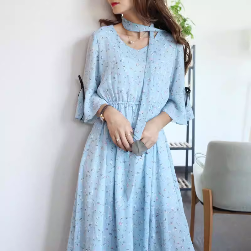 Xinglin Baima thay thế nguồn điện chính chuyến đi câu cá váy dài thanh lịch váy đi nghỉ mát bên bờ biển váy voan dài