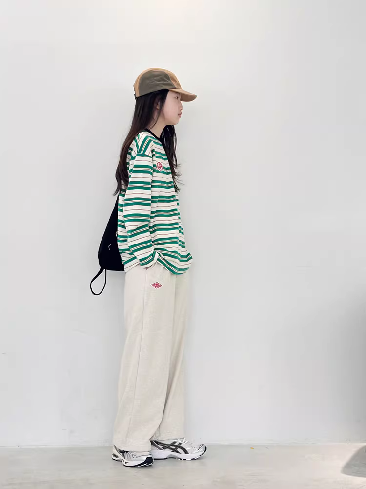 Áo thun dài tay kẻ sọc cotton nguyên chất phong cách retro trẻ em Hàn Quốc mùa xuân 2025