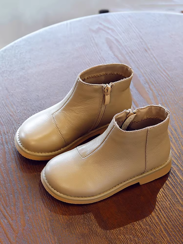 Giày bốt Martin nữ bé gái mùa xuân thu 2025 kiểu mới, giày công chúa lông mềm cho bé, giày bốt ngắn da thật trẻ em, giày bốt thời trang thu đông