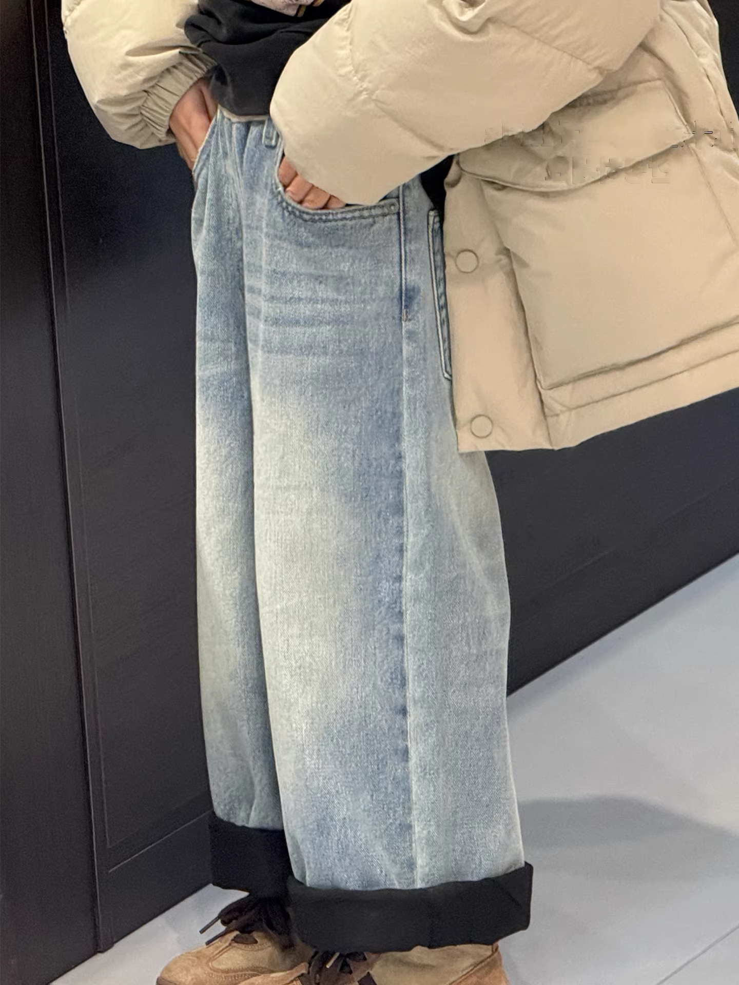 Quần lót lông cừu cho bé gái, quần jean lót lông cừu cho trẻ em, quần áo mùa đông cho trẻ lớn, quần ống đứng thời trang, quần thường ngày cho bé trai