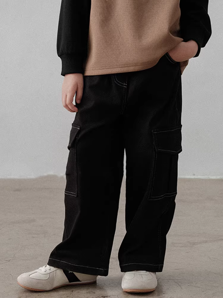 Quần cargo bé gái thu đông 2025 kiểu mới, quần trẻ em đa năng, quần suông rộng dành cho trẻ lớn, trang phục mẹ và bé