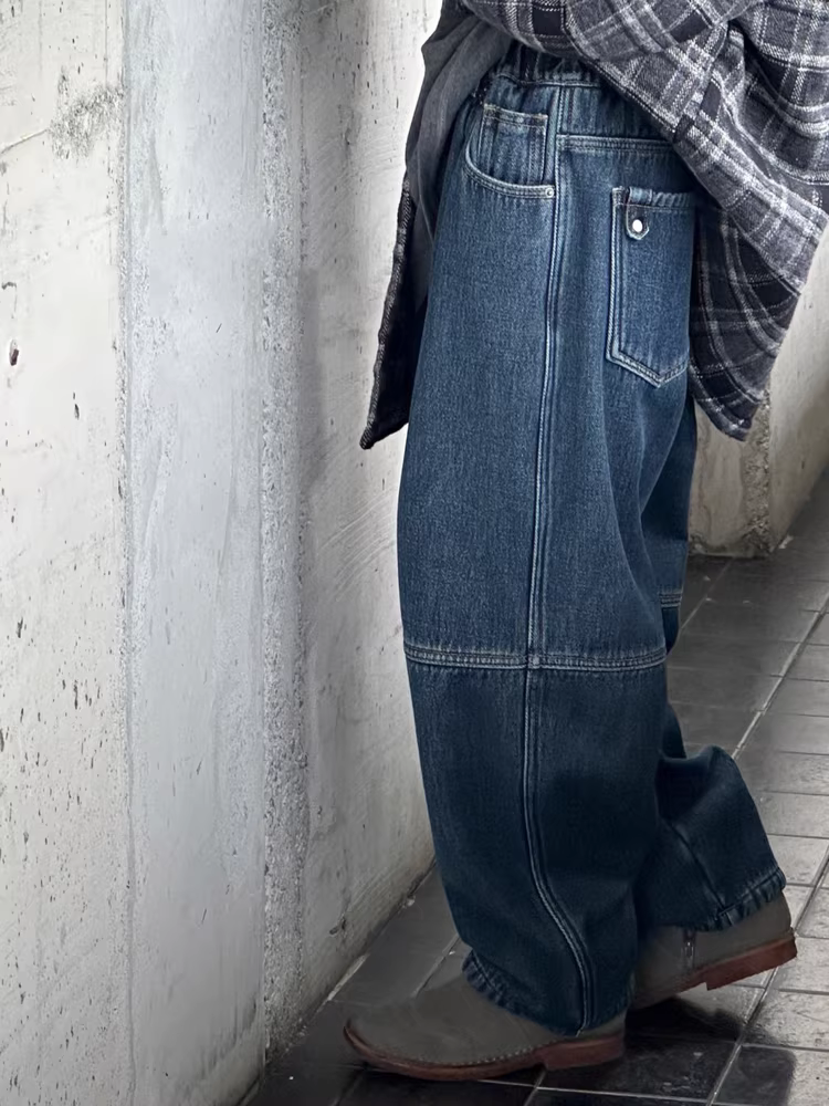 Quần jean lót lông phong cách Hàn Quốc thời trang trẻ em, quần mùa đông thường ngày thời trang cho bé trai, quần ống đứng dày dặn hợp xu hướng cho bé gái