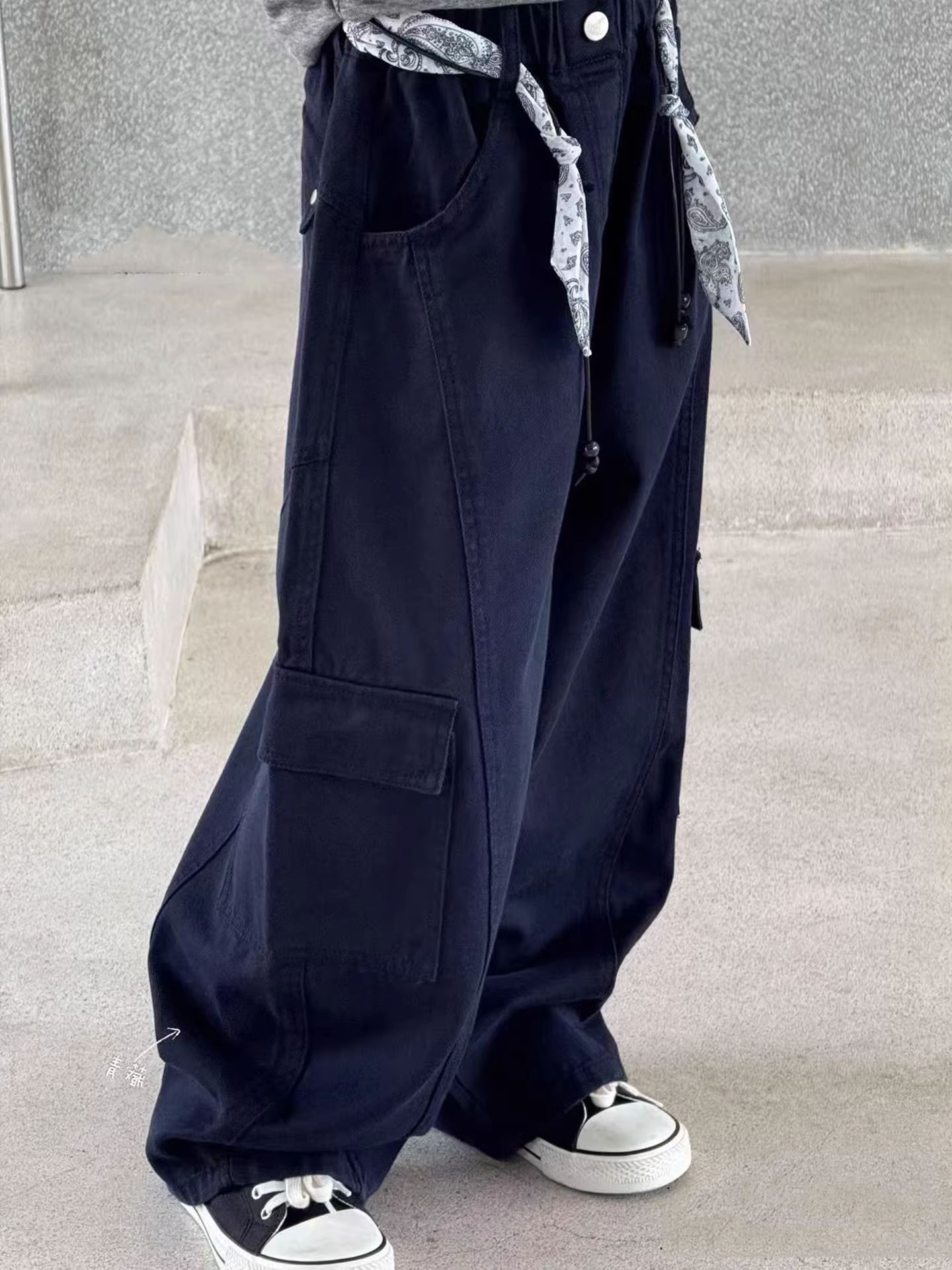 Quần cargo nữ xuân thu 2025 kiểu Hàn Quốc mới, cạp cao, dáng rộng, ống thẳng, dài, phong cách thường ngày dành cho trẻ lớn