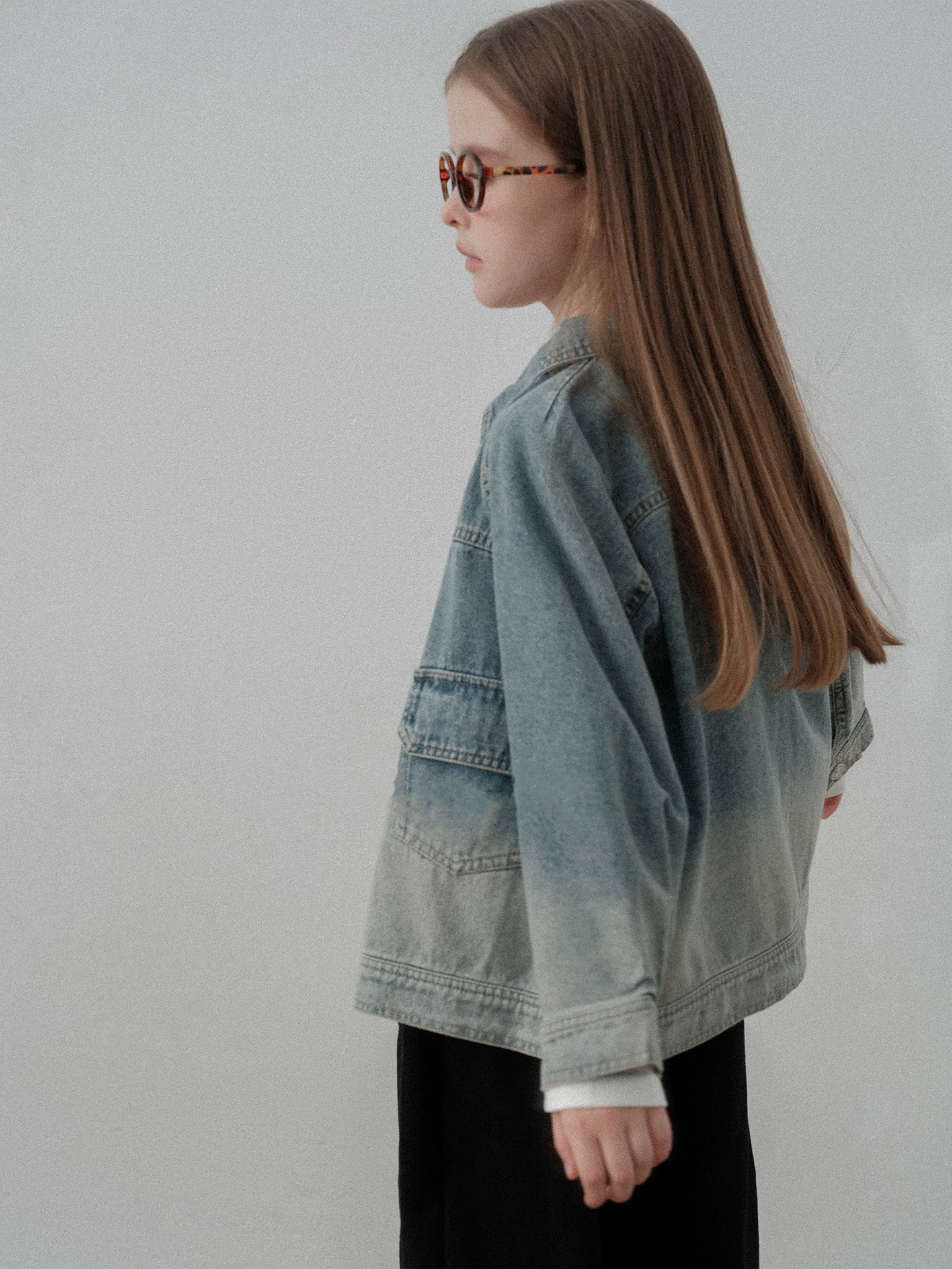 Áo khoác denim gradient dành cho nữ Áo khoác trẻ em mùa xuân thu đa năng dáng rộng dáng rộng dài tay áo dành cho học sinh nam hợp thời trang