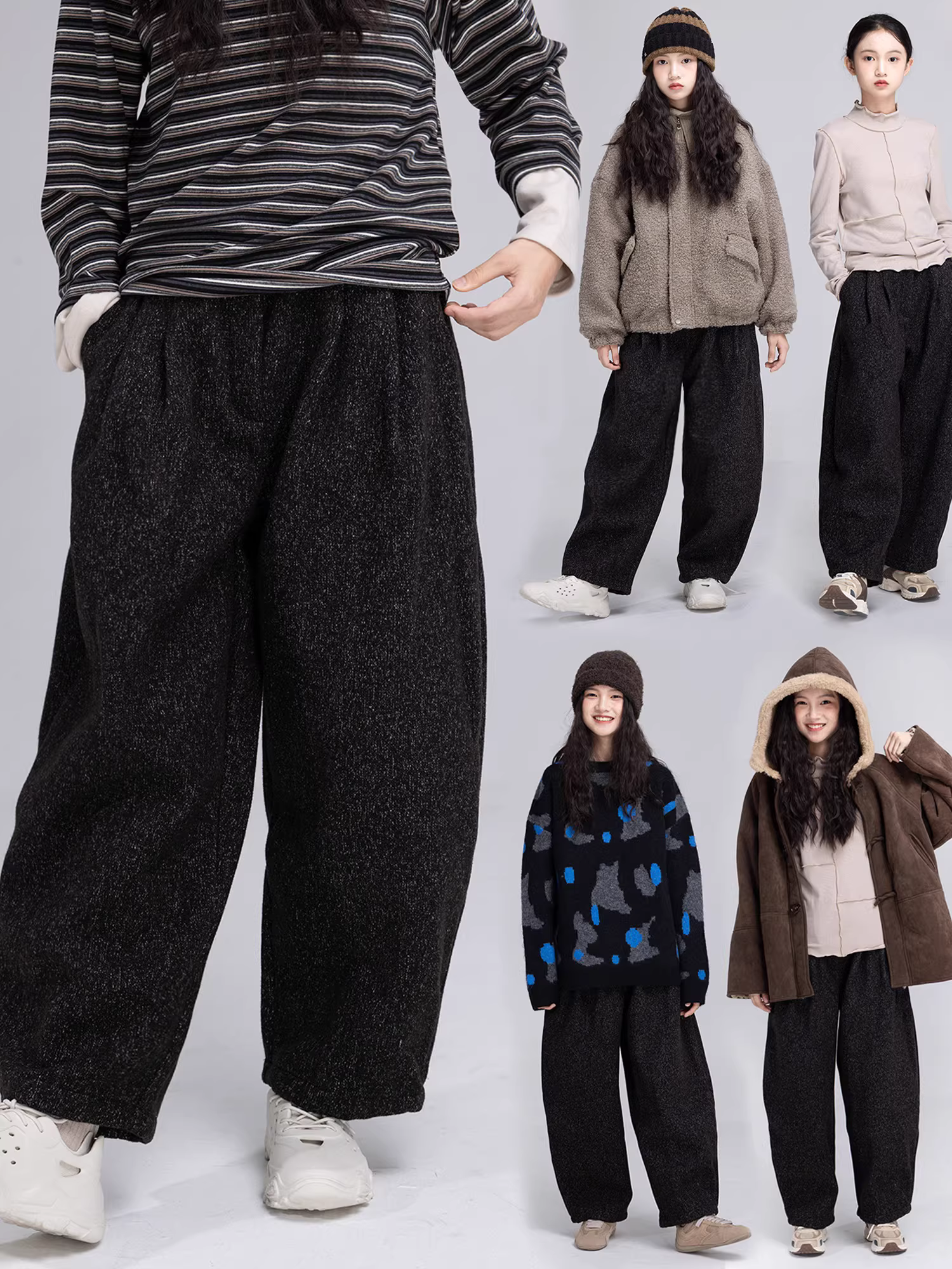 Quần bố đa năng bằng lông cừu dành cho bé trai và bé gái Quần thể thao quần harem bằng len thông thường có lông cừu cho mùa thu đông Quần áo trẻ em đa năng vừa vặn